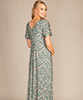 Maxi-Umstandskleid Kimono Blümchen Olivgrün by Tiffany Rose