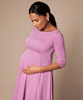 Sienna Short Maternity Dress With Sleeves In Lilac Pink by Tiffany Rose