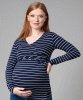 Lina 2pk Long Sleeve Maternity Tops (Blue and Navy Stripe) by Tiffany Rose