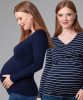 Lina 2pk Long Sleeve Maternity Tops (Blue and Navy Stripe) by Tiffany Rose