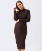 RIPE Nella Rib Nursing Knit Dress (Cocoa) from Tiffany Rose