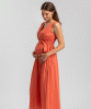 PIETRO BRUNELLI St Tropez Cotton V-Neck Maternity Dress (Greek Clay) from Tiffany Rose