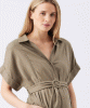 RIPE Amy Linen Nursing Shirt Dress (Olive) from Tiffany Rose