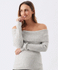 RIPE Maisy Off Shoulder Knit (Silver Marle) from Tiffany Rose