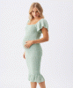 Selma Shirred Maternity Dress (Pistachio) by Tiffany Rose