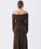 RIPE Tyla Off Shoulder Knit Dress (Chocolate) from Tiffany Rose