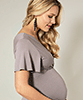 Waterfall Maternity Midi Dress Taupe Grey by Tiffany Rose
