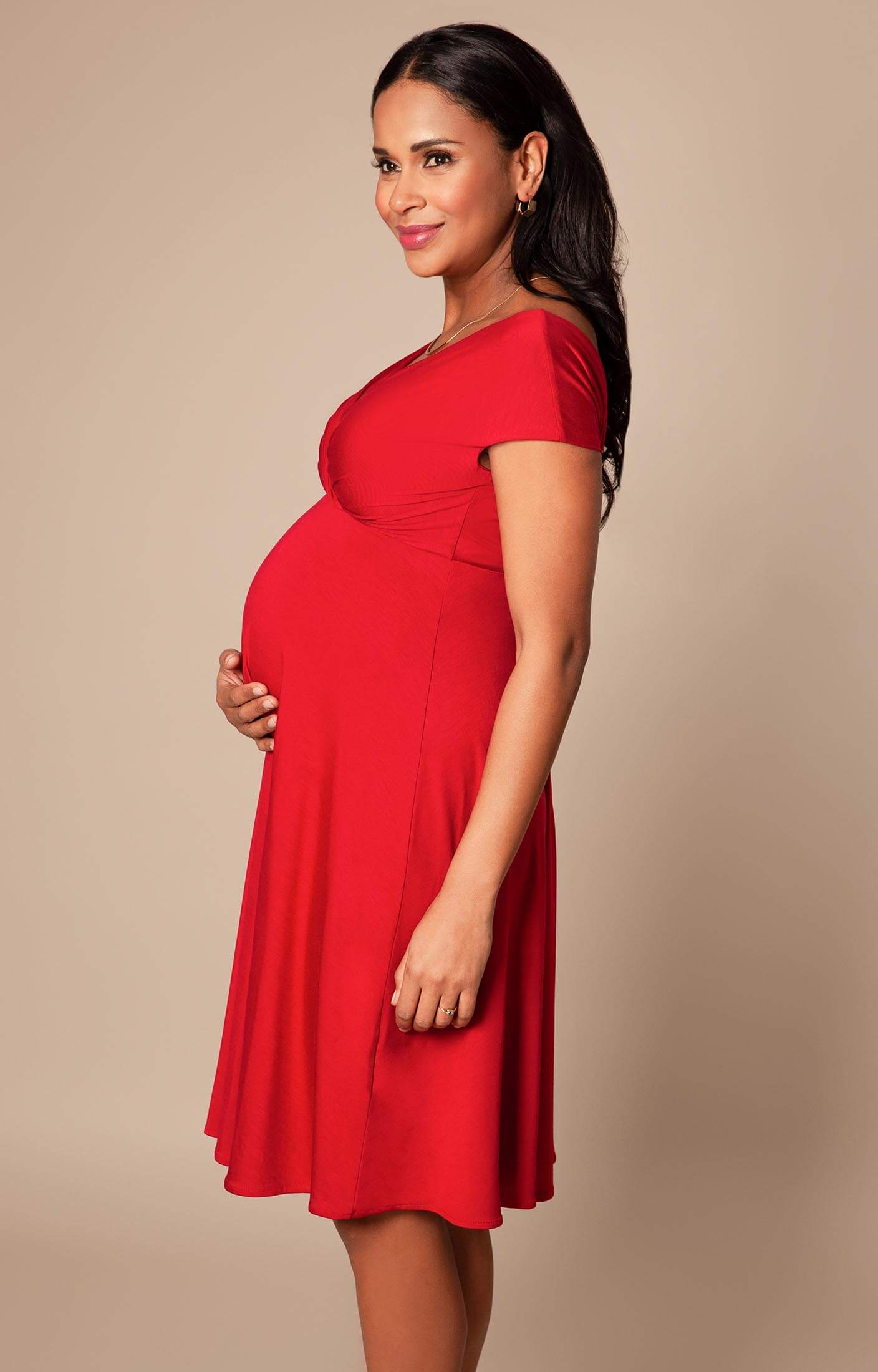 Alessandra Maternity Dress Short Cardinal Red Maternity
