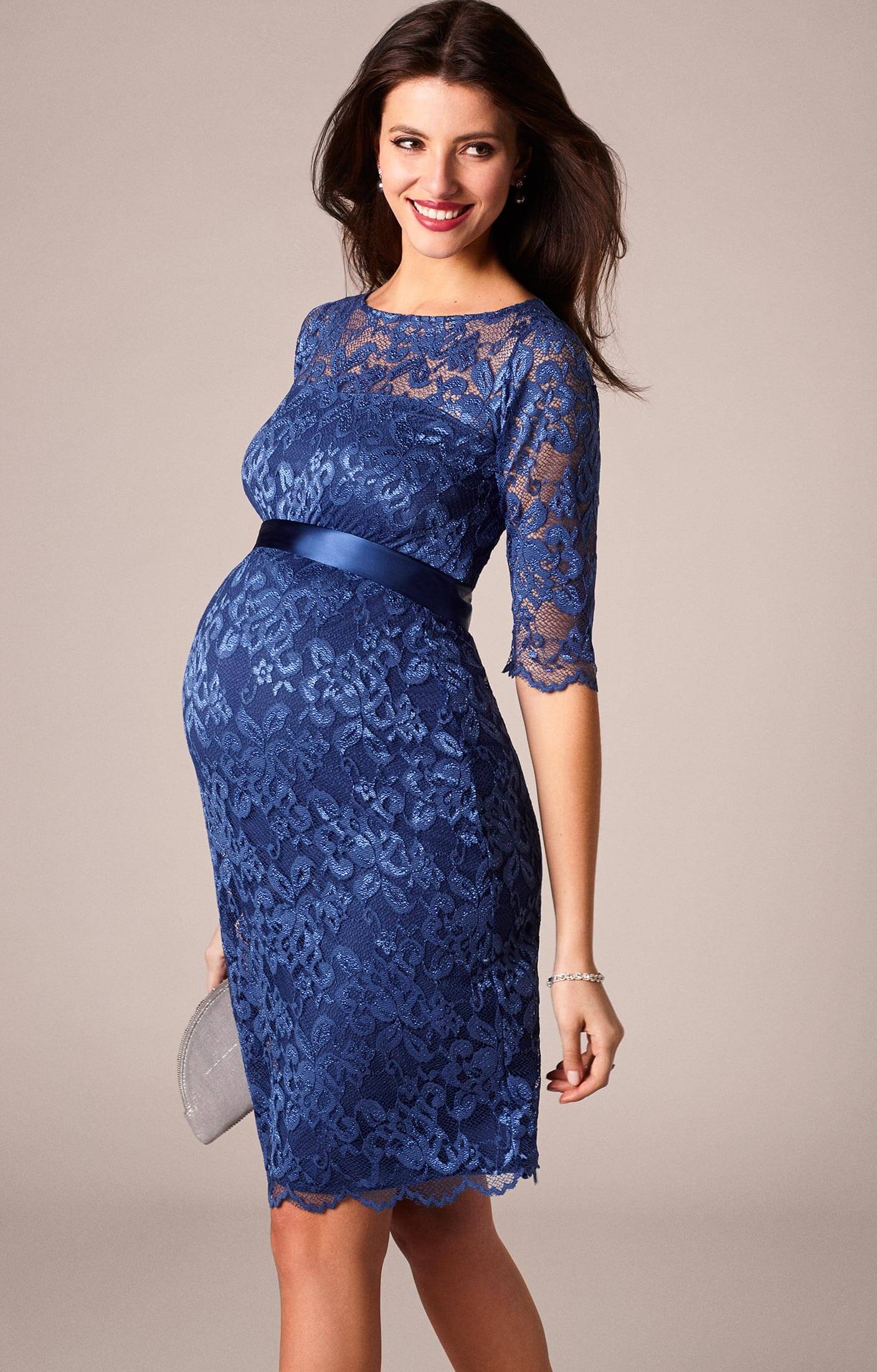 Amelia Lace Maternity Dress Short (Windsor Blue) - Maternity