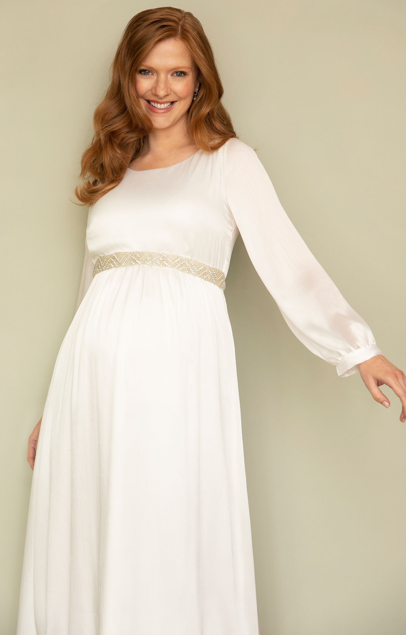 Long Sleeve Maternity Dress | White Lace Maternity Dress