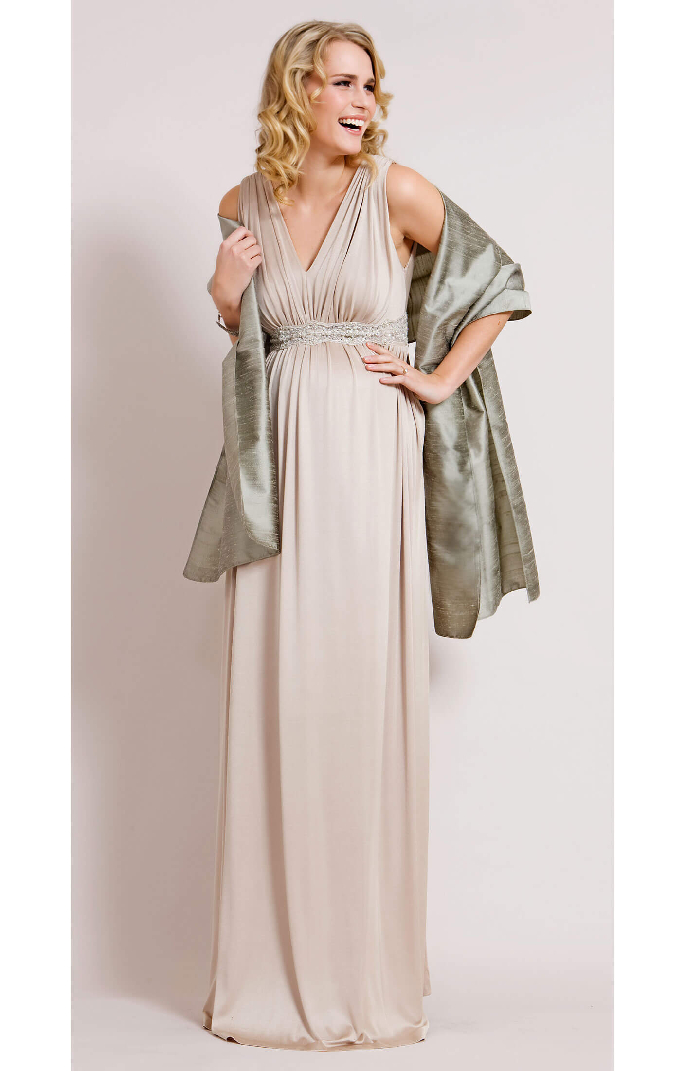 champagne color long gown