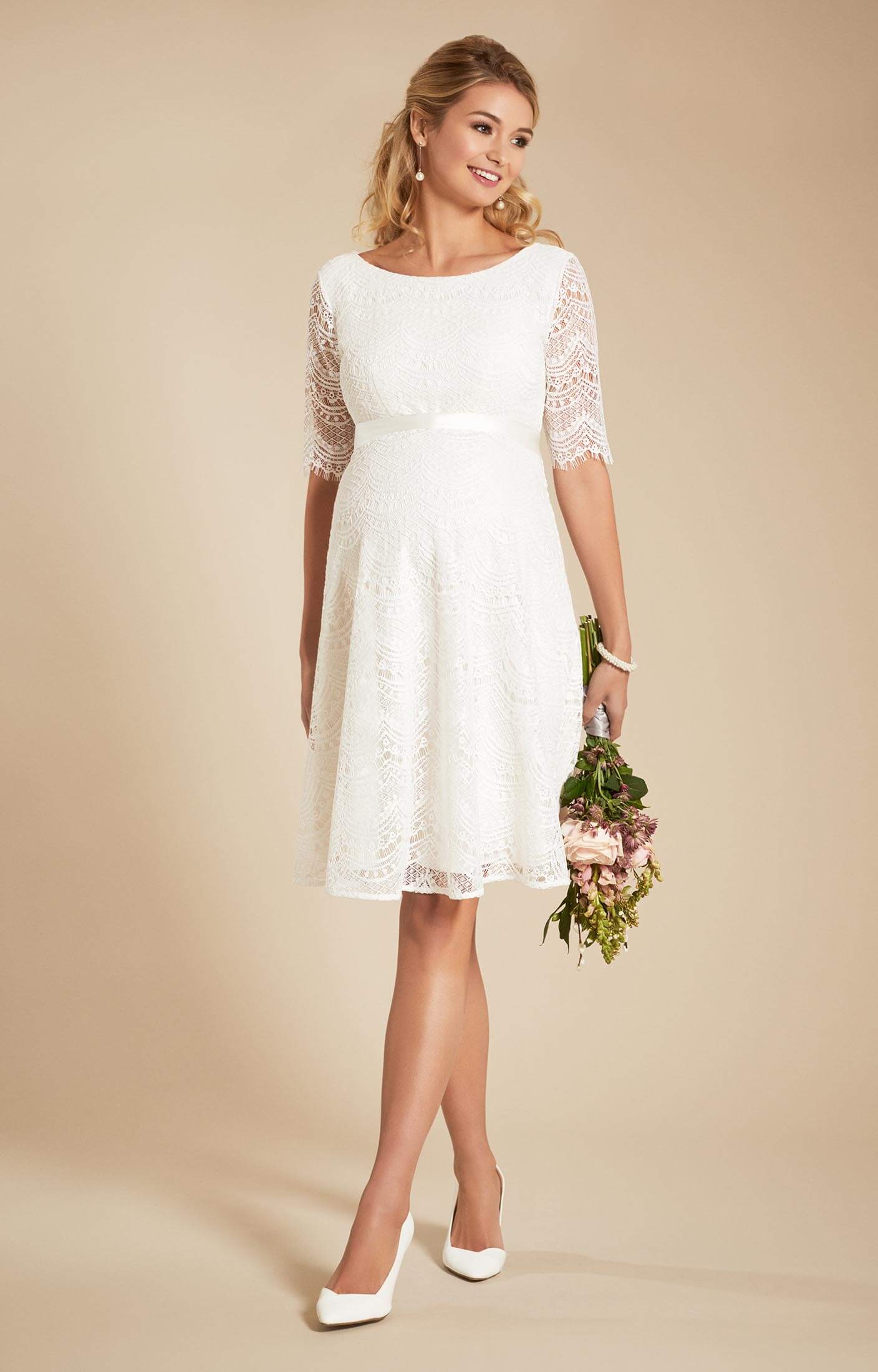 white maternity wedding dress