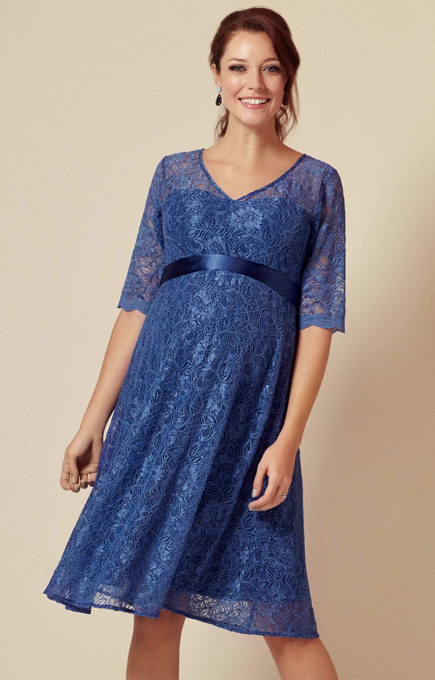 Flossie Maternity Dress Short Riviera Blue - Maternity Wedding Dresses ...