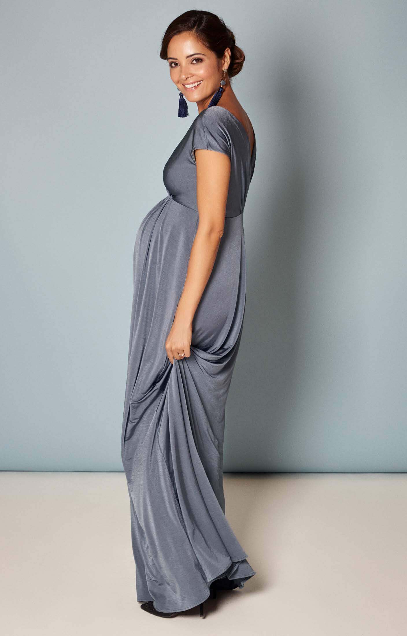 Francesca Maternity Maxi Dress in Steel Blue - Maternity Wedding Dresses,  Evening Wear and Party Clothes by Tiffany Rose UK