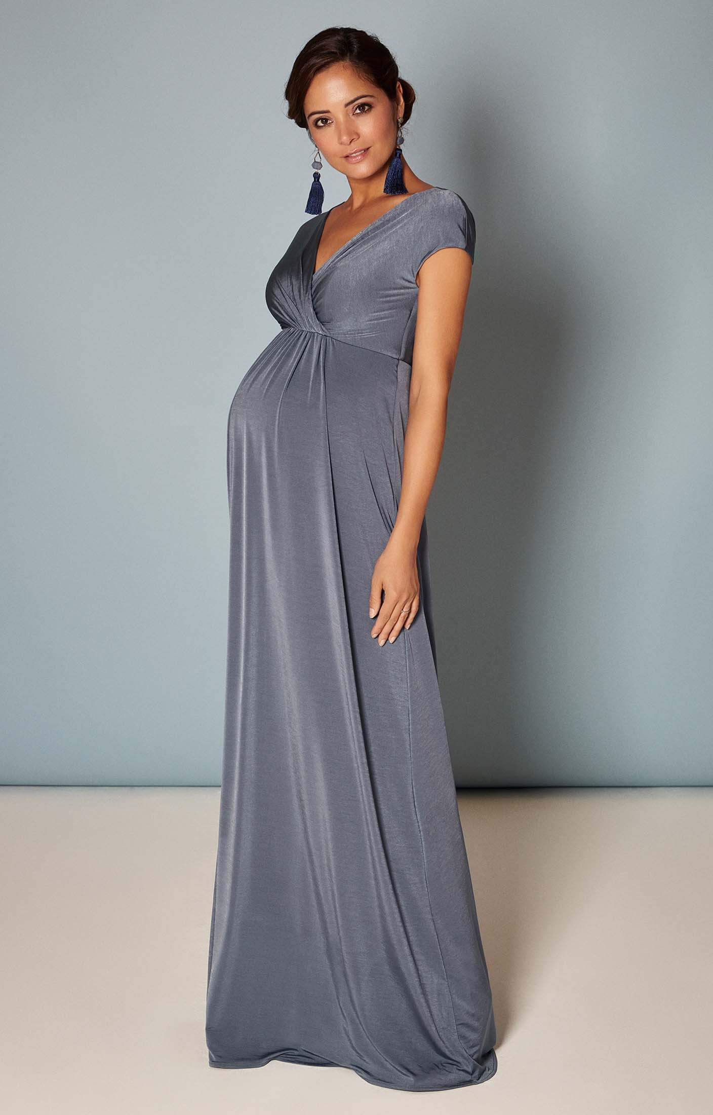 Francesca Maternity Maxi Dress in Steel Blue Maternity