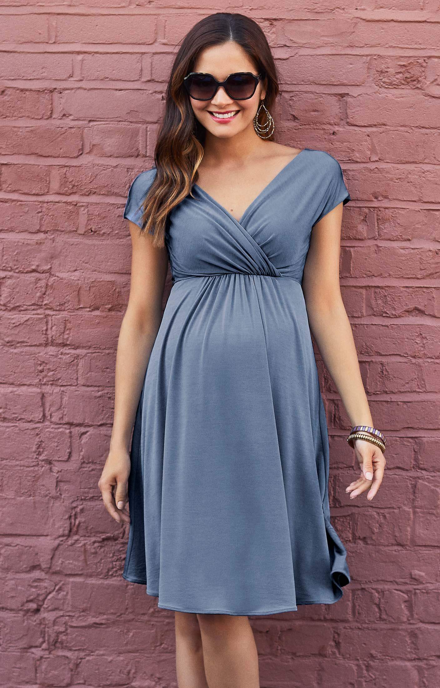 Francesca Maternity Dress (Steel Blue) - Maternity Wedding Dresses ...
