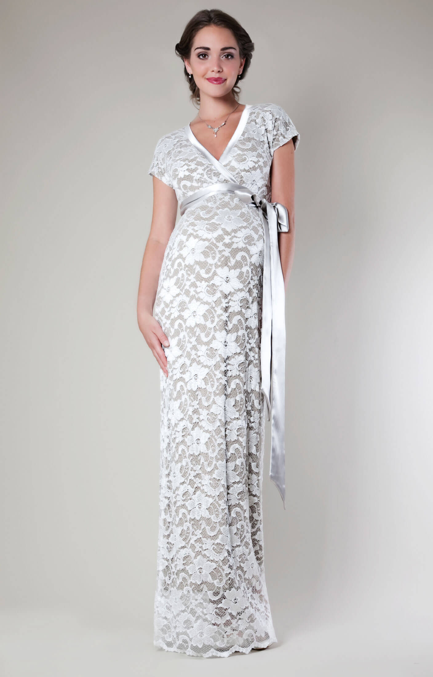 Grace Lace Maternity Dress Long (Ivory ...