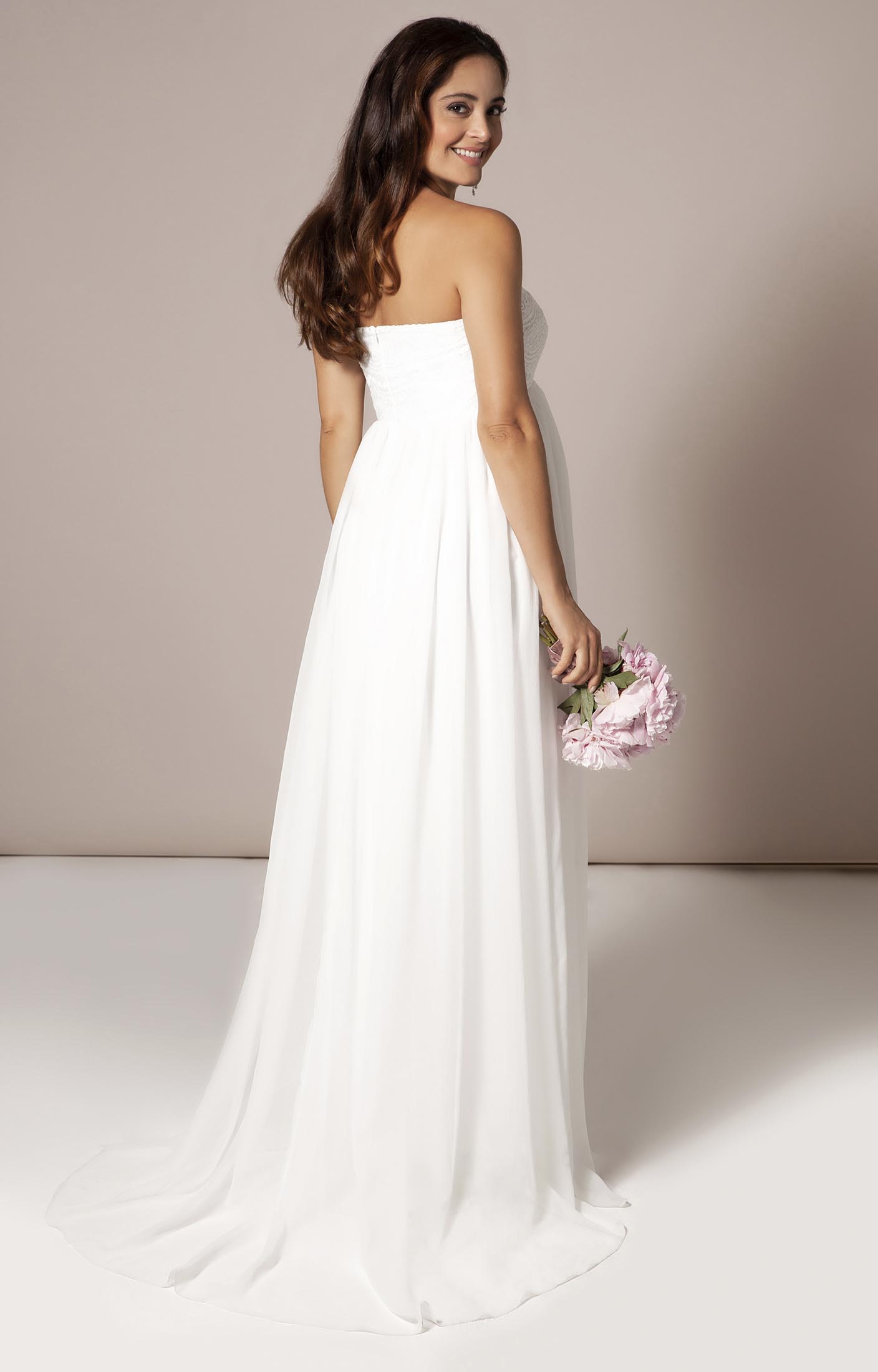 Julia Strapless Maternity Wedding Gown Long White - Maternity