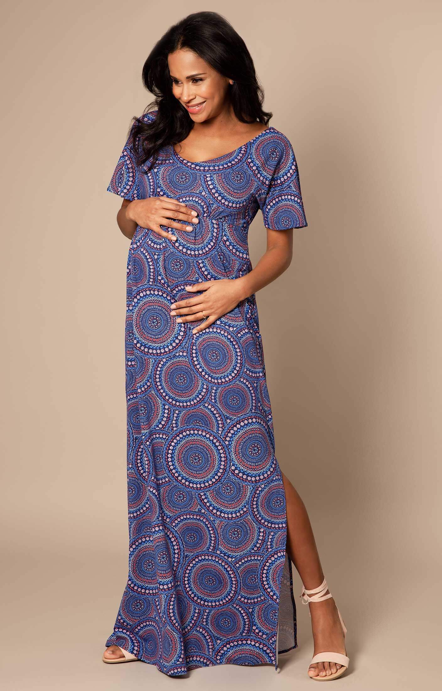 Kimono Maternity Maxi Dress Aztec Print ...