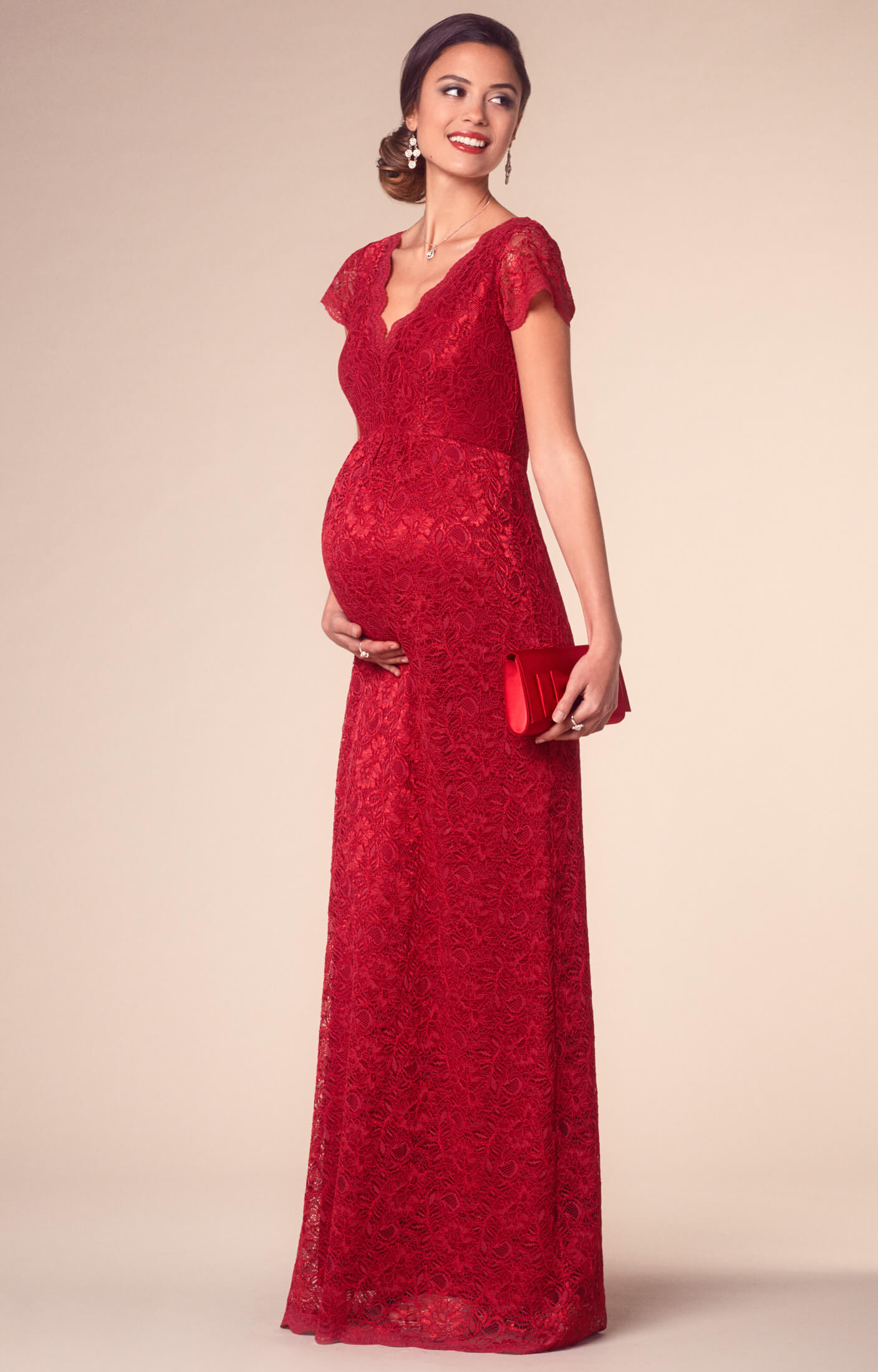 Laura Maternity Lace Gown Long Scarlet - Maternity Wedding Dresses ...