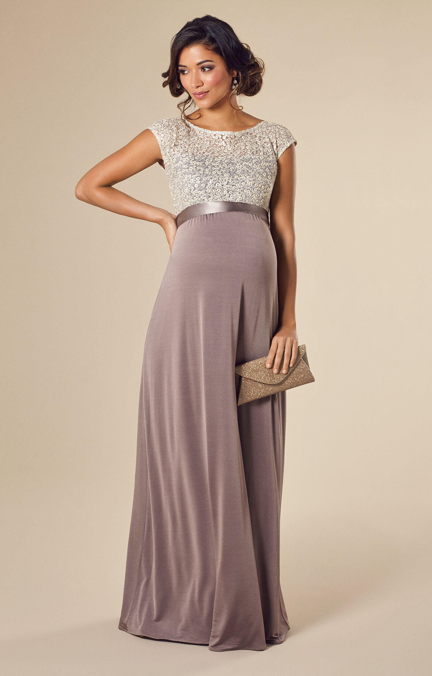 Mia Maternity Gown Dusky Truffle Maternity Wedding Mia Maternity Gown Dusky Truffle Maternity Wedding