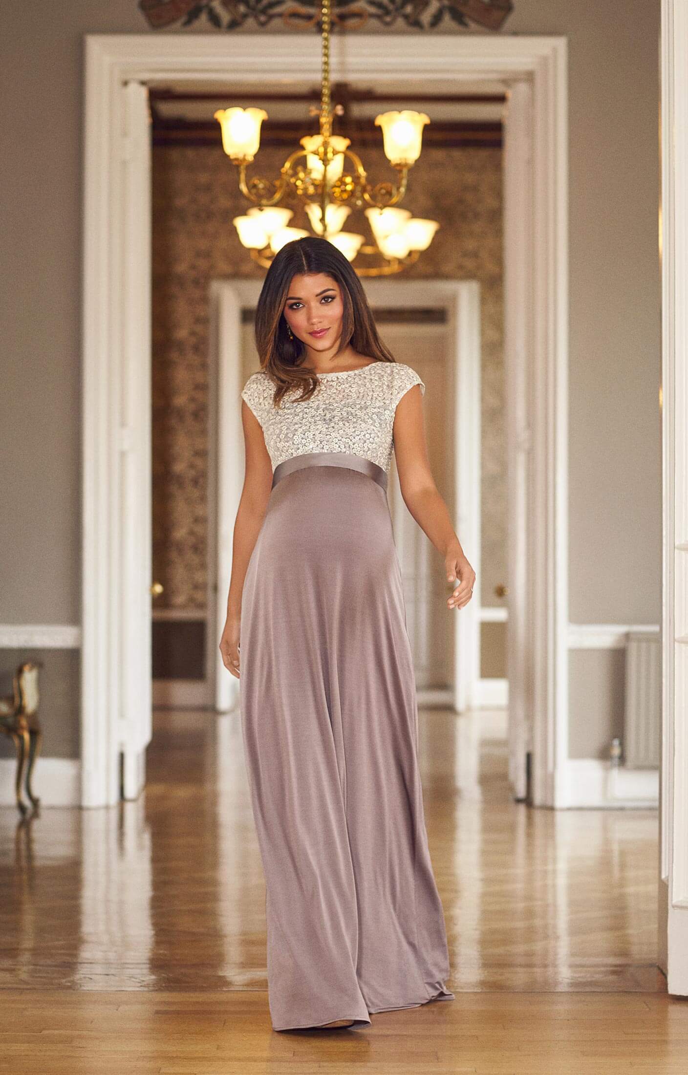 Mia Maternity Gown Dusky Truffle ...