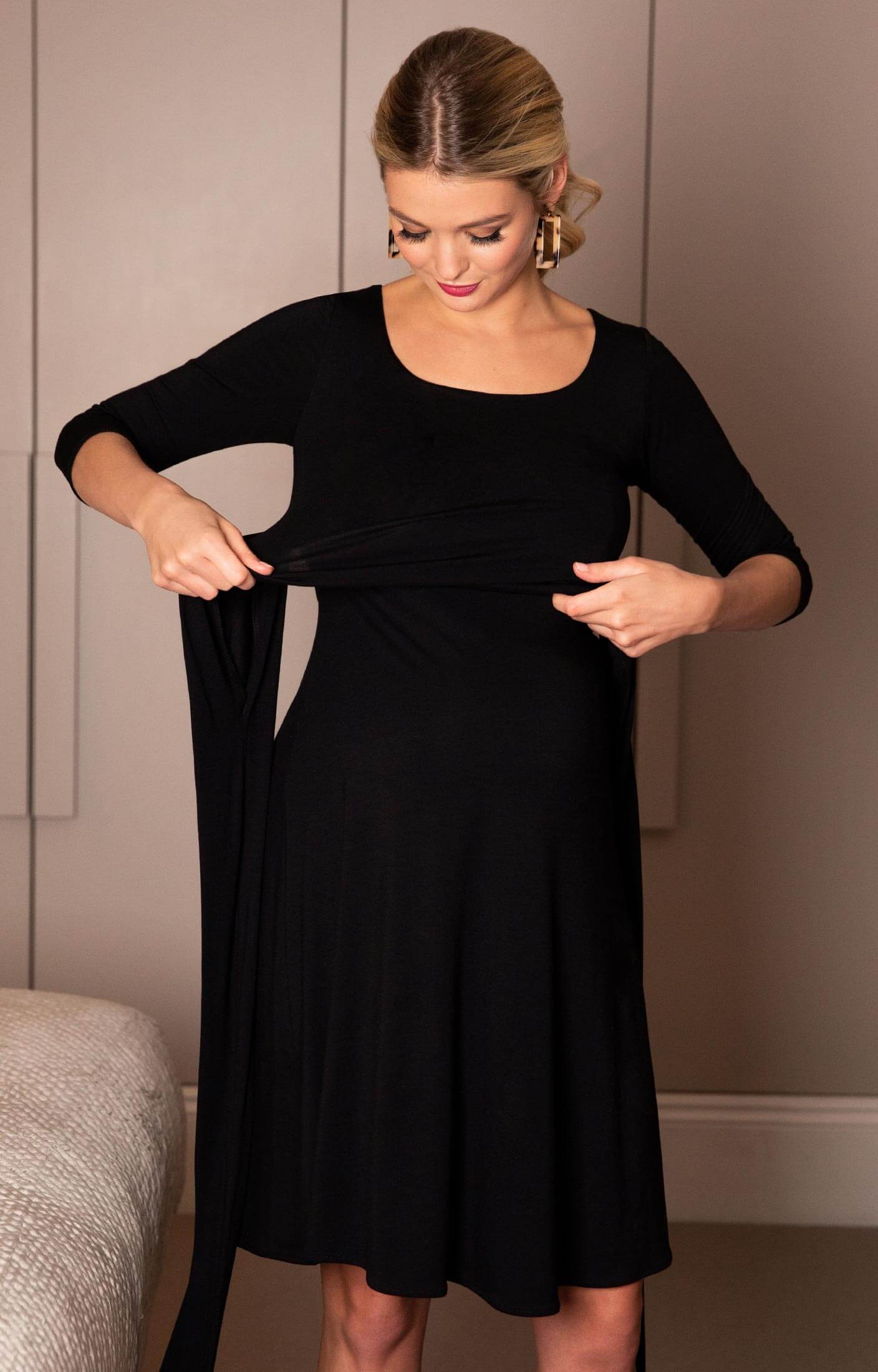 Naomi Maternity Nursing Dress Black ...