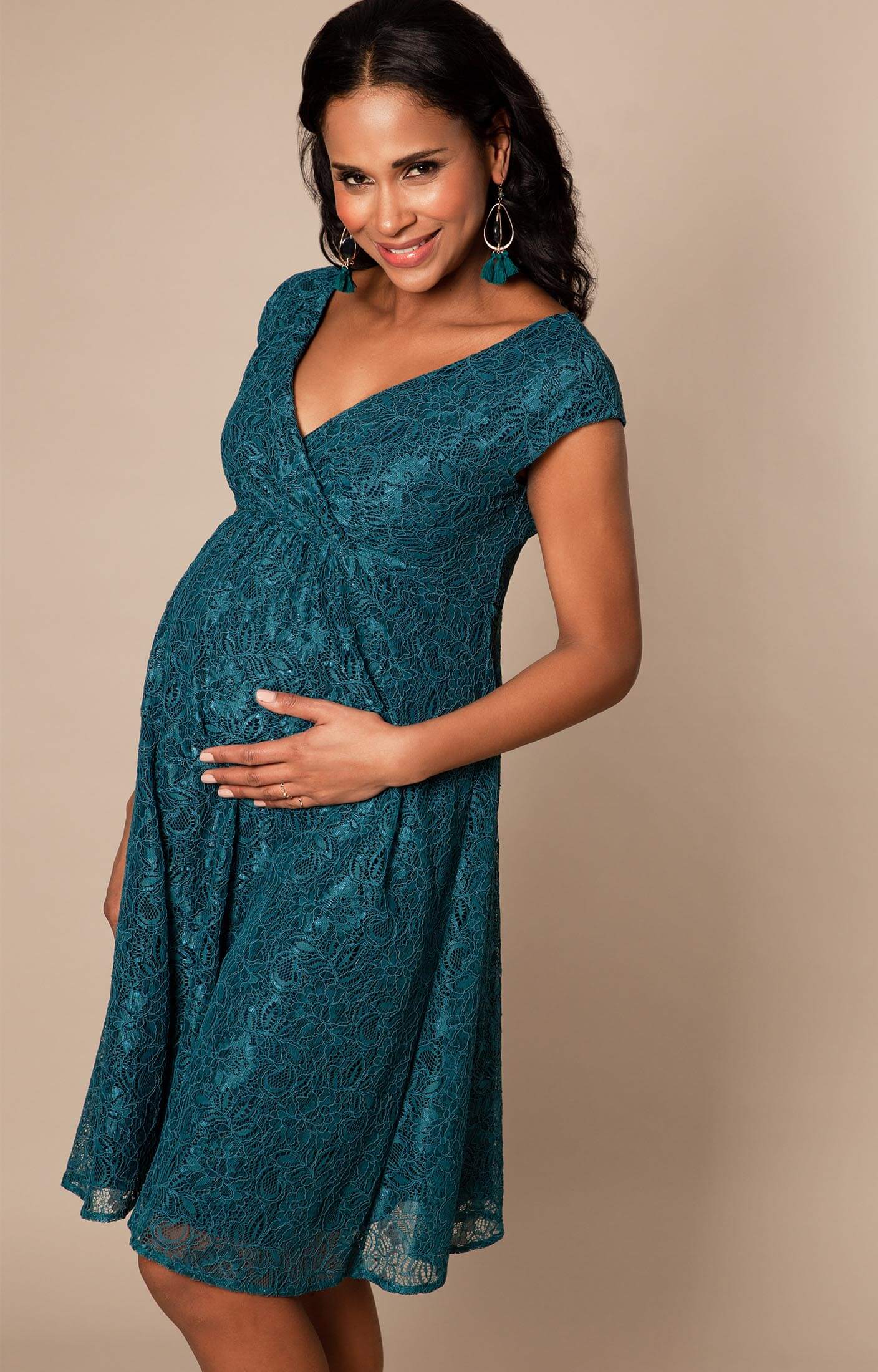 Nicola Maternity Lace Dress short Ocean Green - Maternity Wedding ...