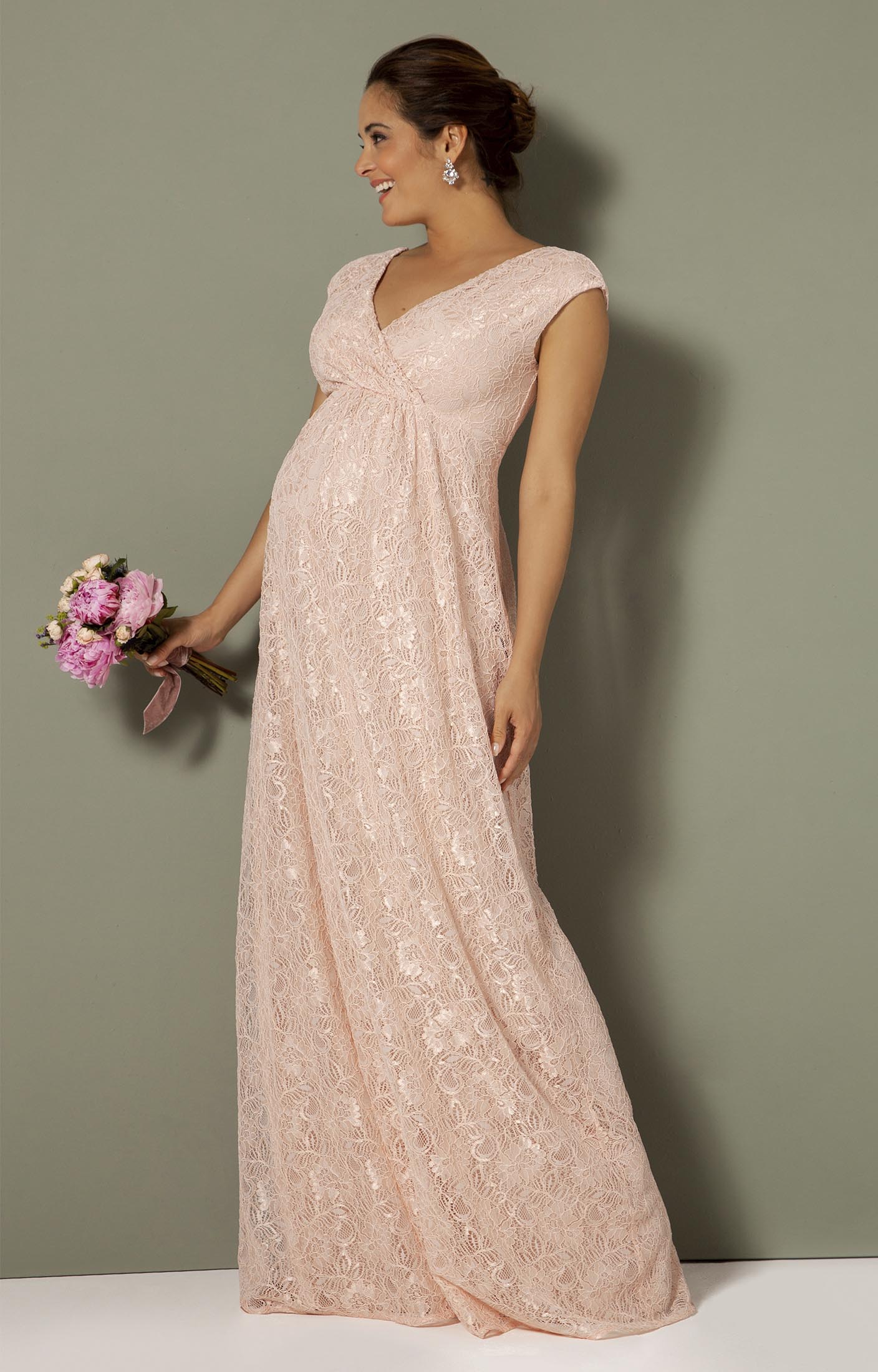 Nicola Maternity Lace Gown Pearl Pink - Maternity Wedding Dresses ...