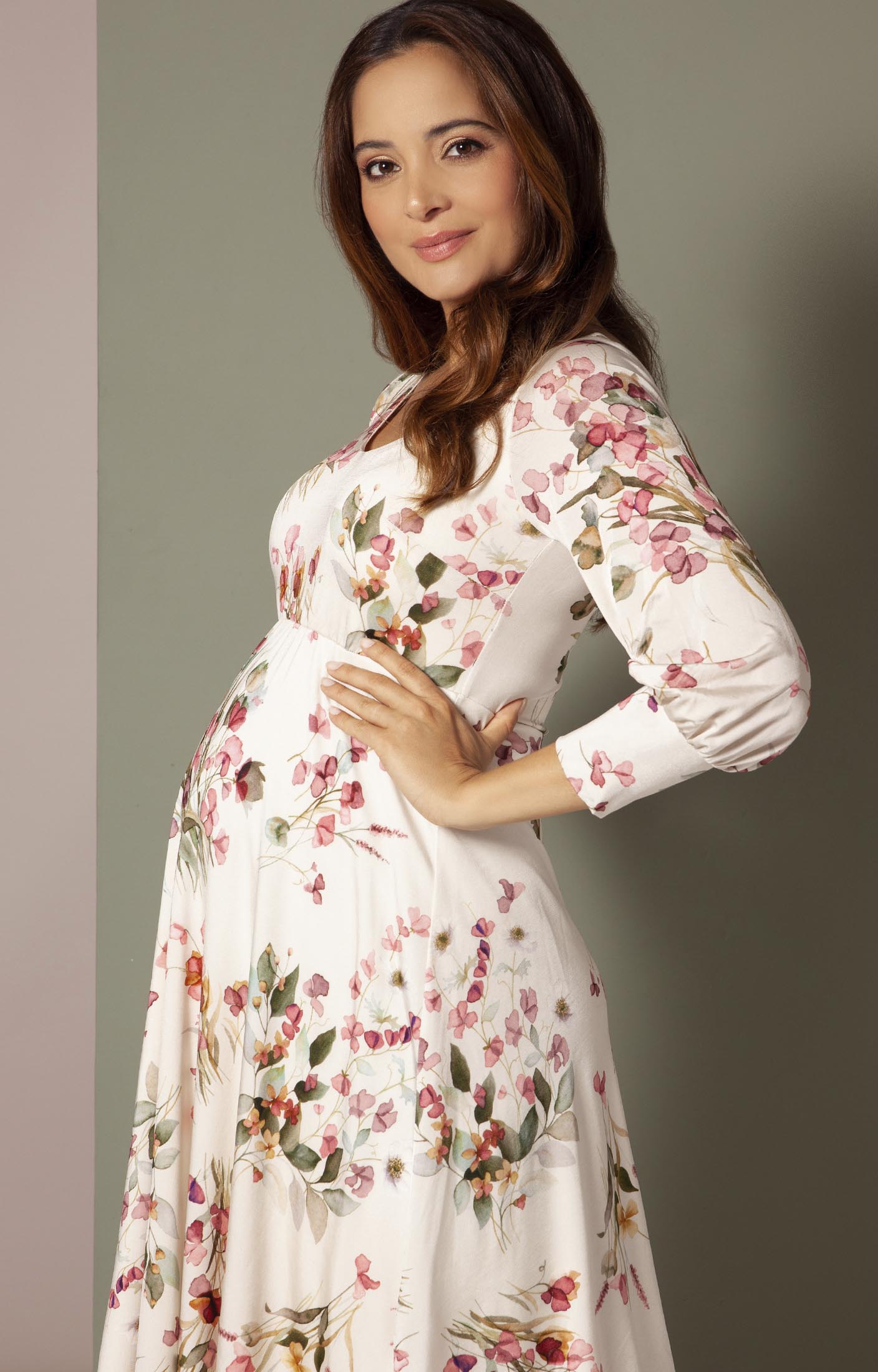 Pixie Maternity Dress Petal Pink Floral ...