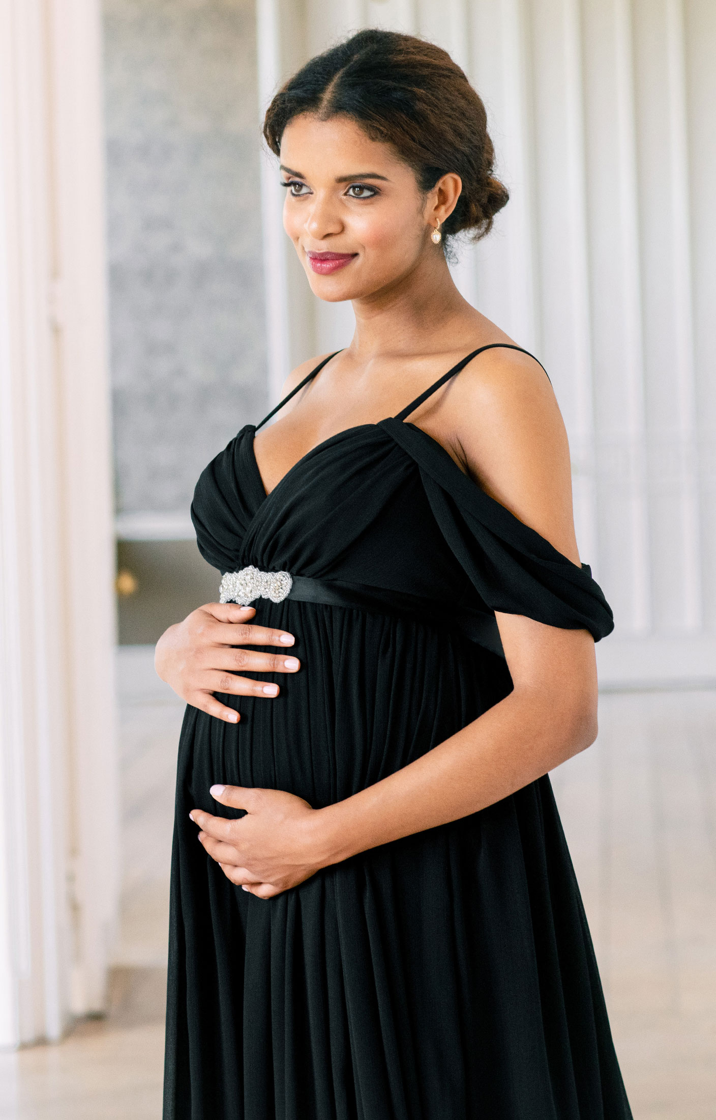 Skylar Maternity Gown in Black - Maternity Wedding Dresses, Evening ...