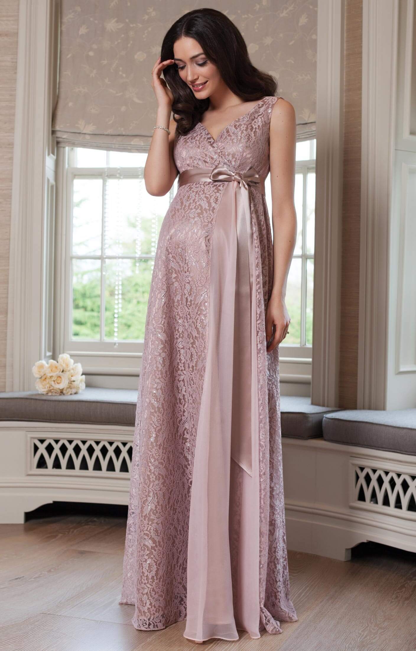 Thea Maternity Gown Long Blush - Maternity Wedding Dresses, Evening