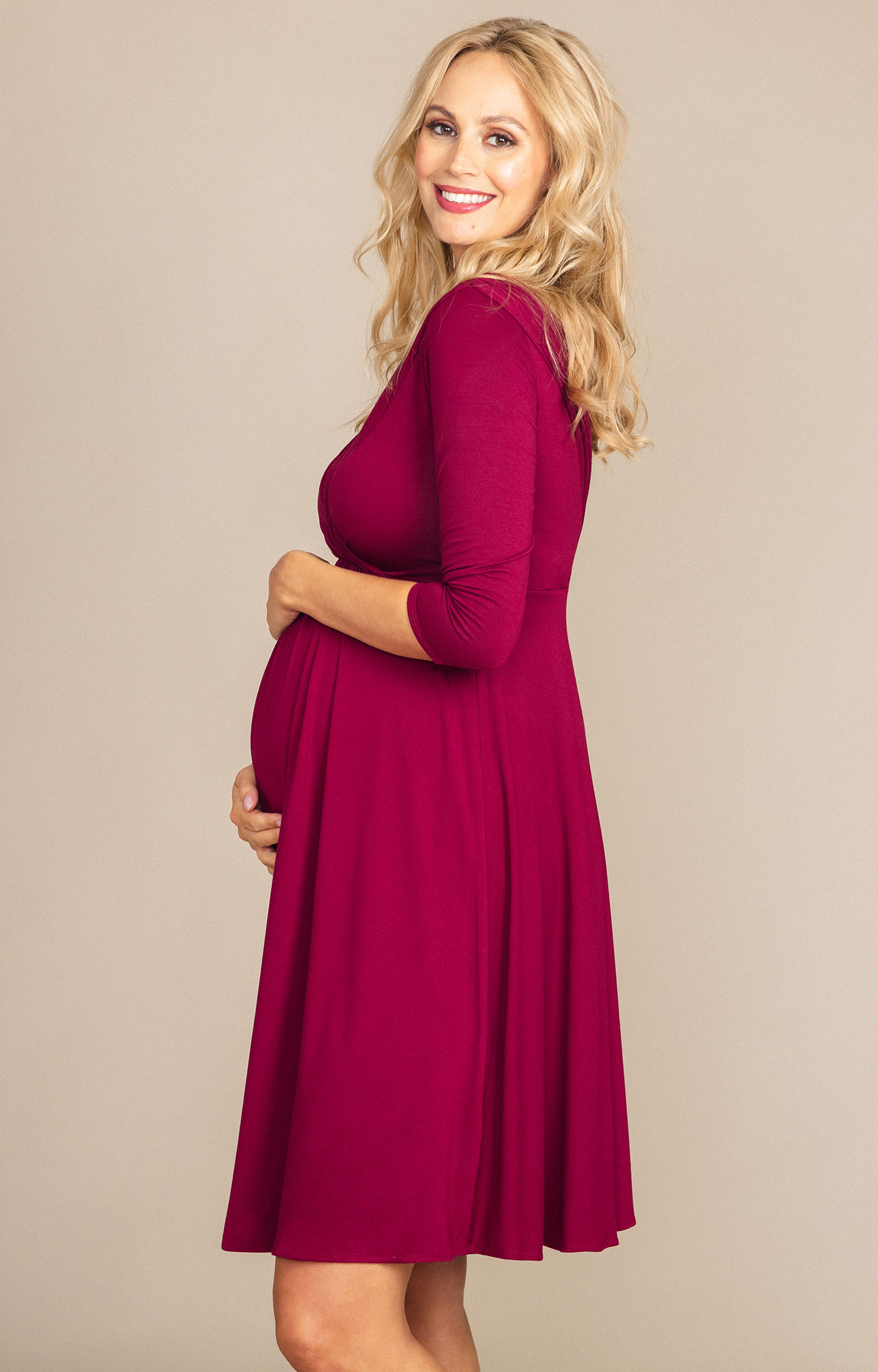 burgundy maternity dress