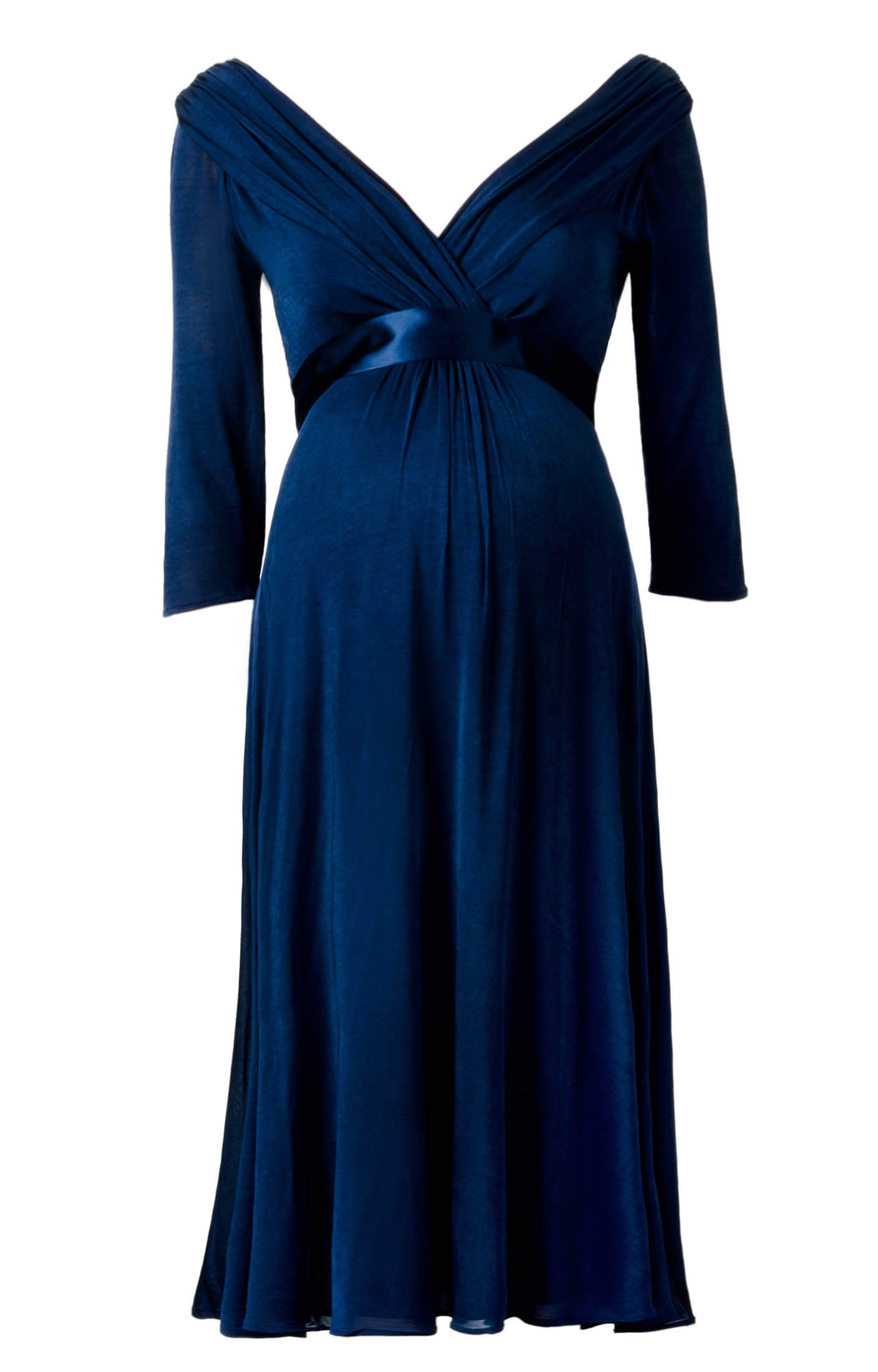 Buy > midnight blue draped dress > in stock