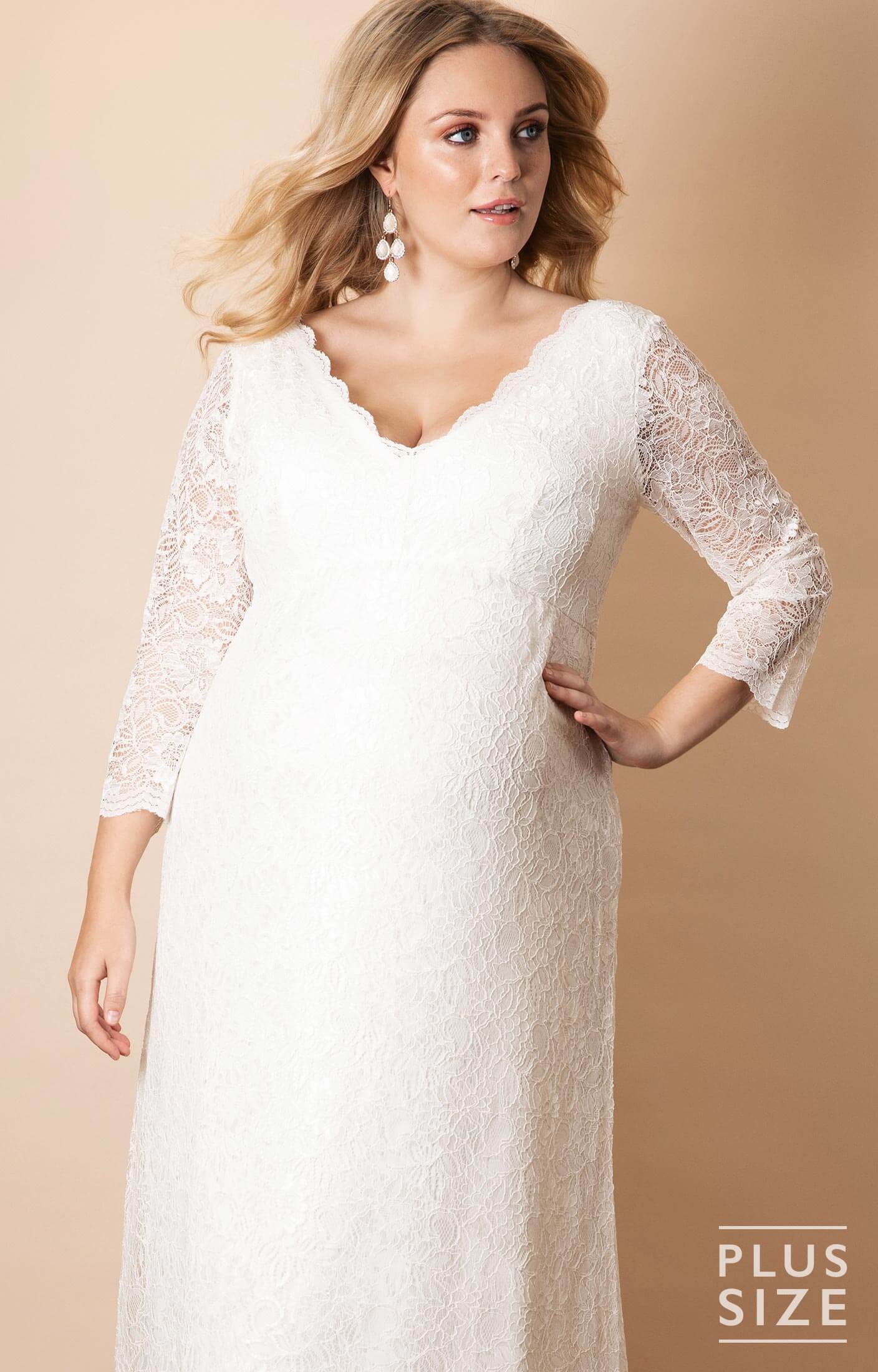 Chloe Lace Plus Size Maternity Wedding Gown Ivory - Maternity Wedding ...