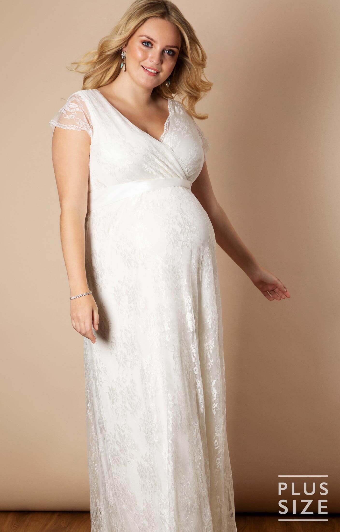Eden Lace Maternity Wedding Gown Plus Size Ivory - Maternity Wedding ...