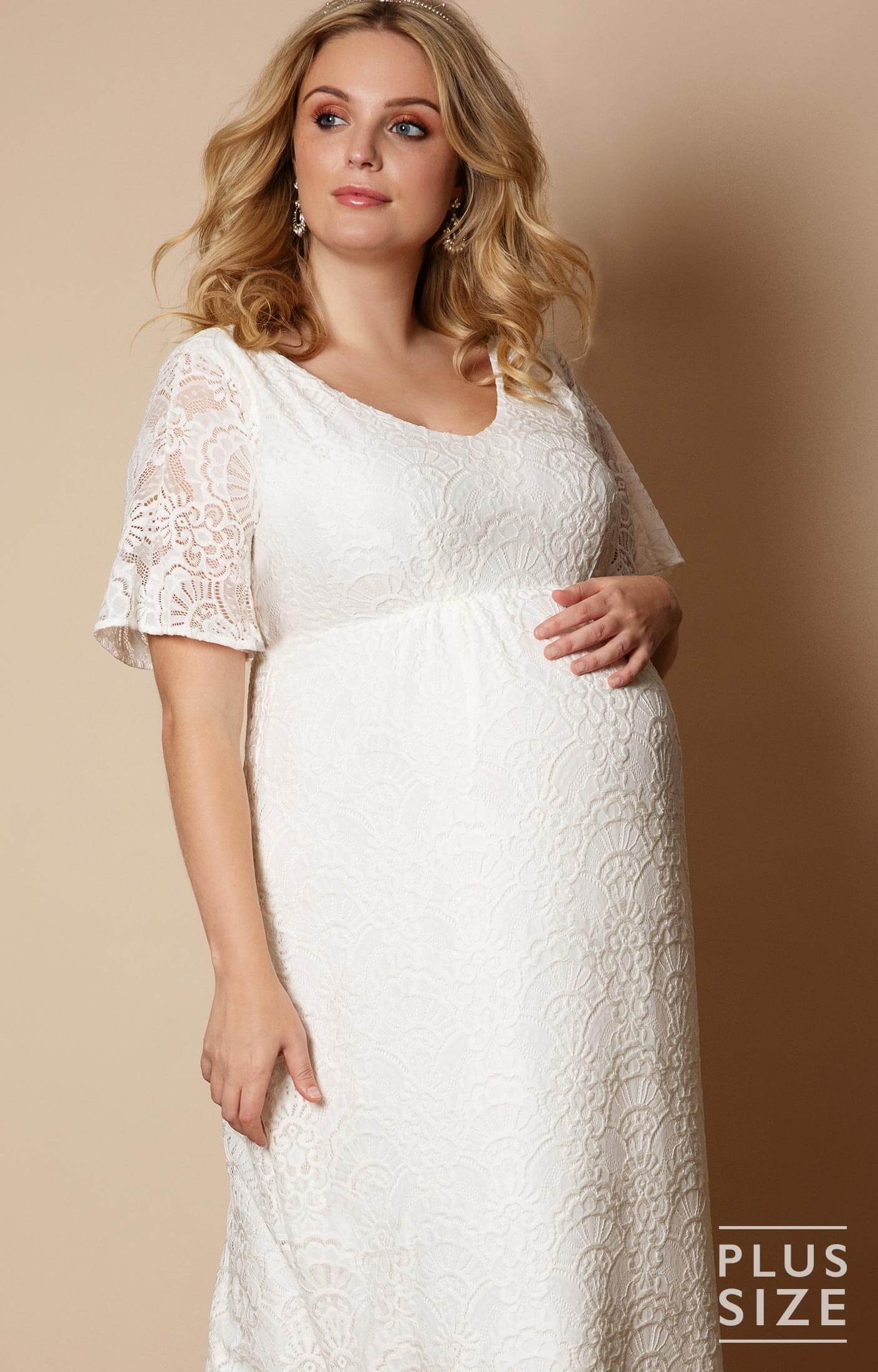 Edith Kimono Plus Size Maternity Wedding Gown Ivory - Maternity Wedding ...