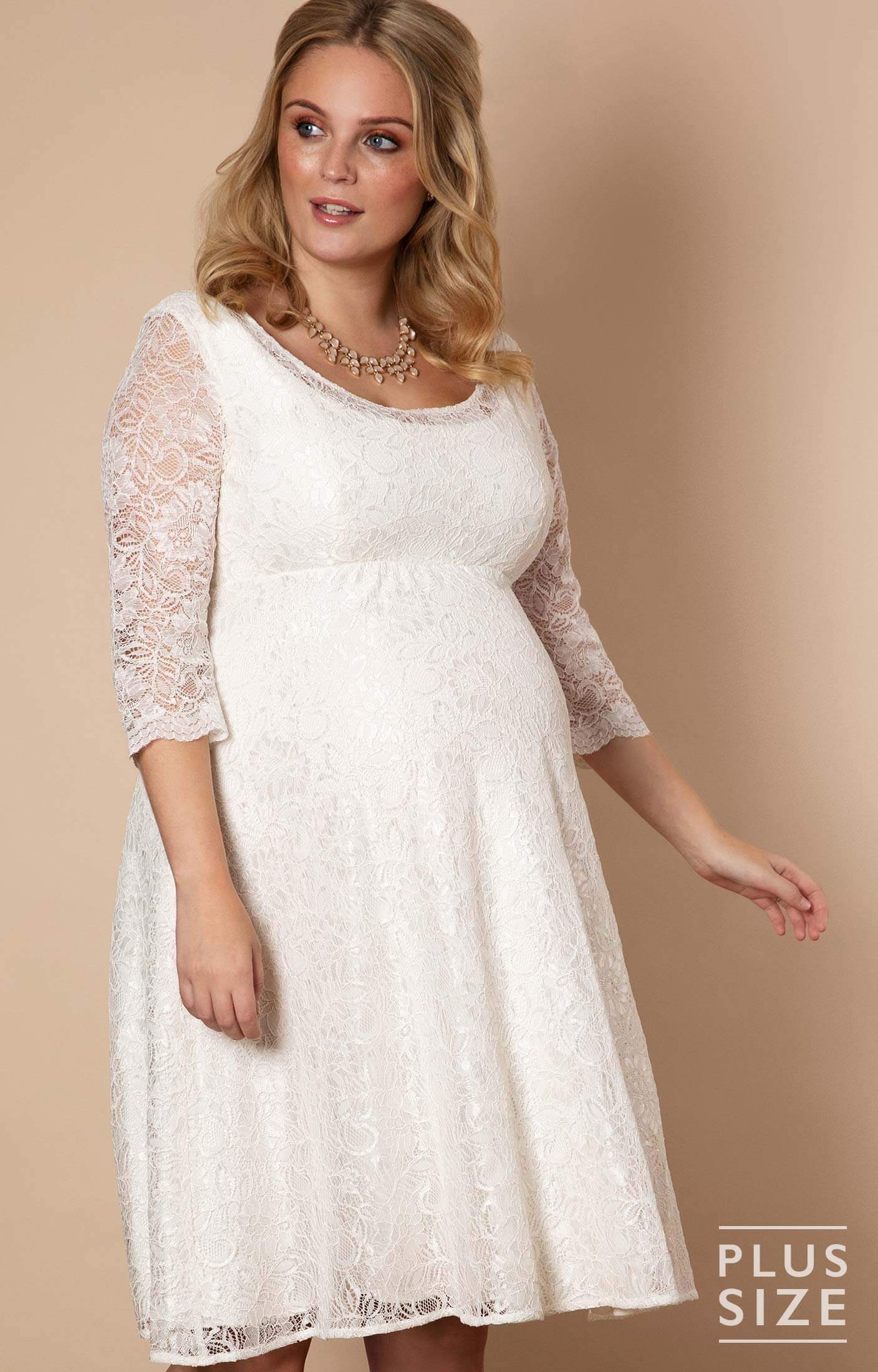 Freya Dress Short Plus Size Maternity Wedding Dress Ivory - Maternity ...