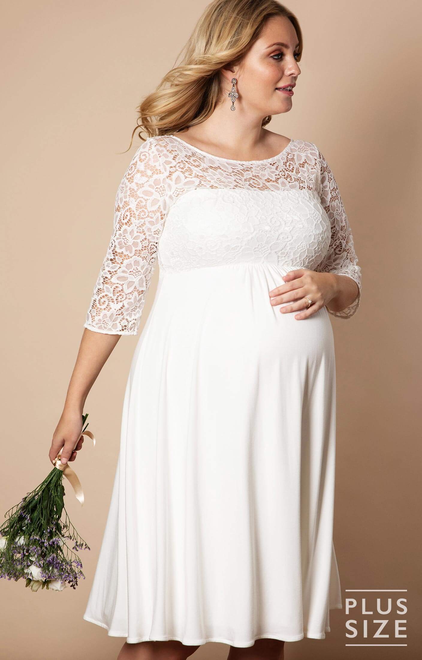Lucia Plus Size Maternity Wedding Dress Short Ivory White - Maternity ...