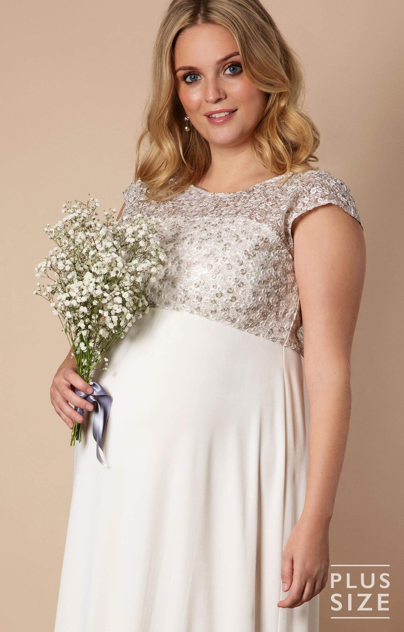 Mia Plus Size Maternity Wedding Gown in Ivory