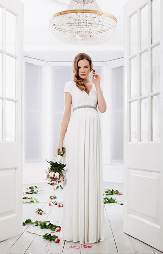 Alessandra Maternity Wedding Gown Long (Ivory) by Tiffany Rose