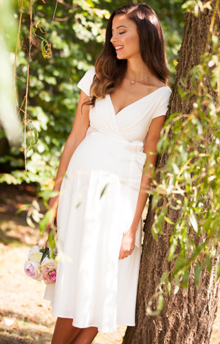 Alessandra Maternity Wedding Dress Short Ivory by Tiffany Rose