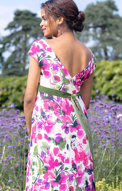 Alana Maternity Maxi Dress Fuchsia Florals by Tiffany Rose