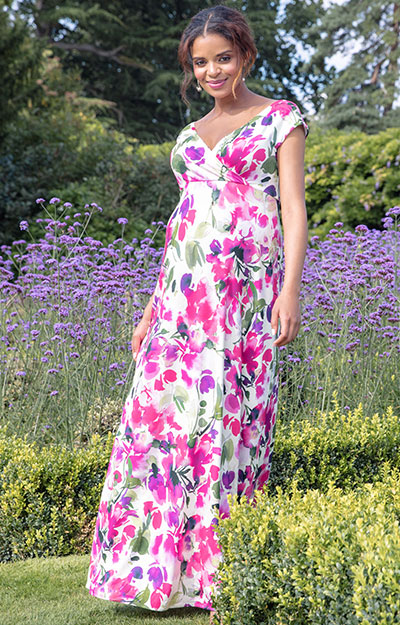 Robe de Grossesse Maxi Alana Fleurs Fuchsia by Tiffany Rose