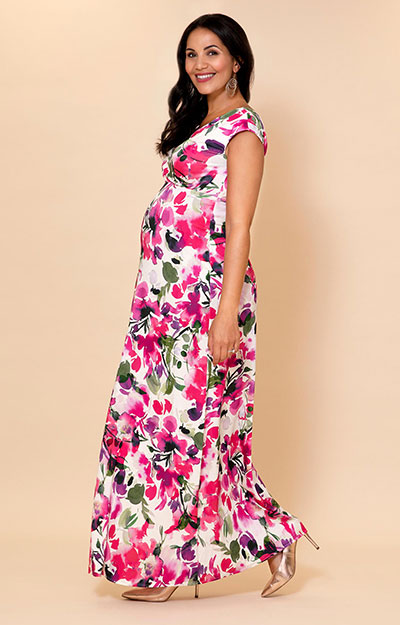 Alana Maternity Maxi Dress Fuchsia Florals by Tiffany Rose