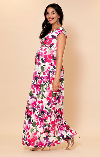 Robe de Grossesse Maxi Alana Fleurs Fuchsia by Tiffany Rose