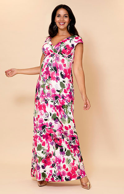 Alana Maternity Maxi Dress Fuchsia Florals by Tiffany Rose