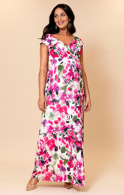 Alana Maxi Gravidklänning Fuchsia Blommor by Tiffany Rose