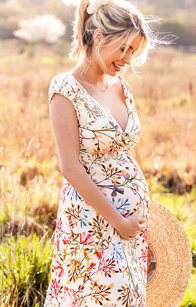 Alana Maternity Maxi Dress Watercolour Meadow by Tiffany Rose