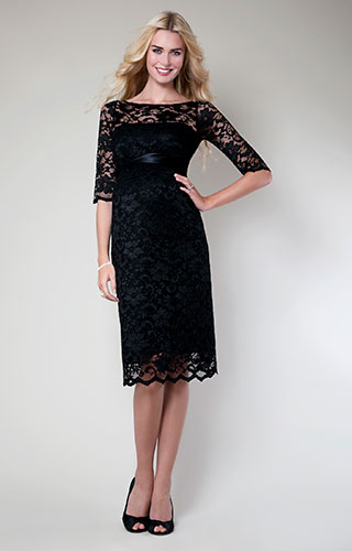 Amelia Lace Maternity Dress Short (Black) by Tiffany Rose